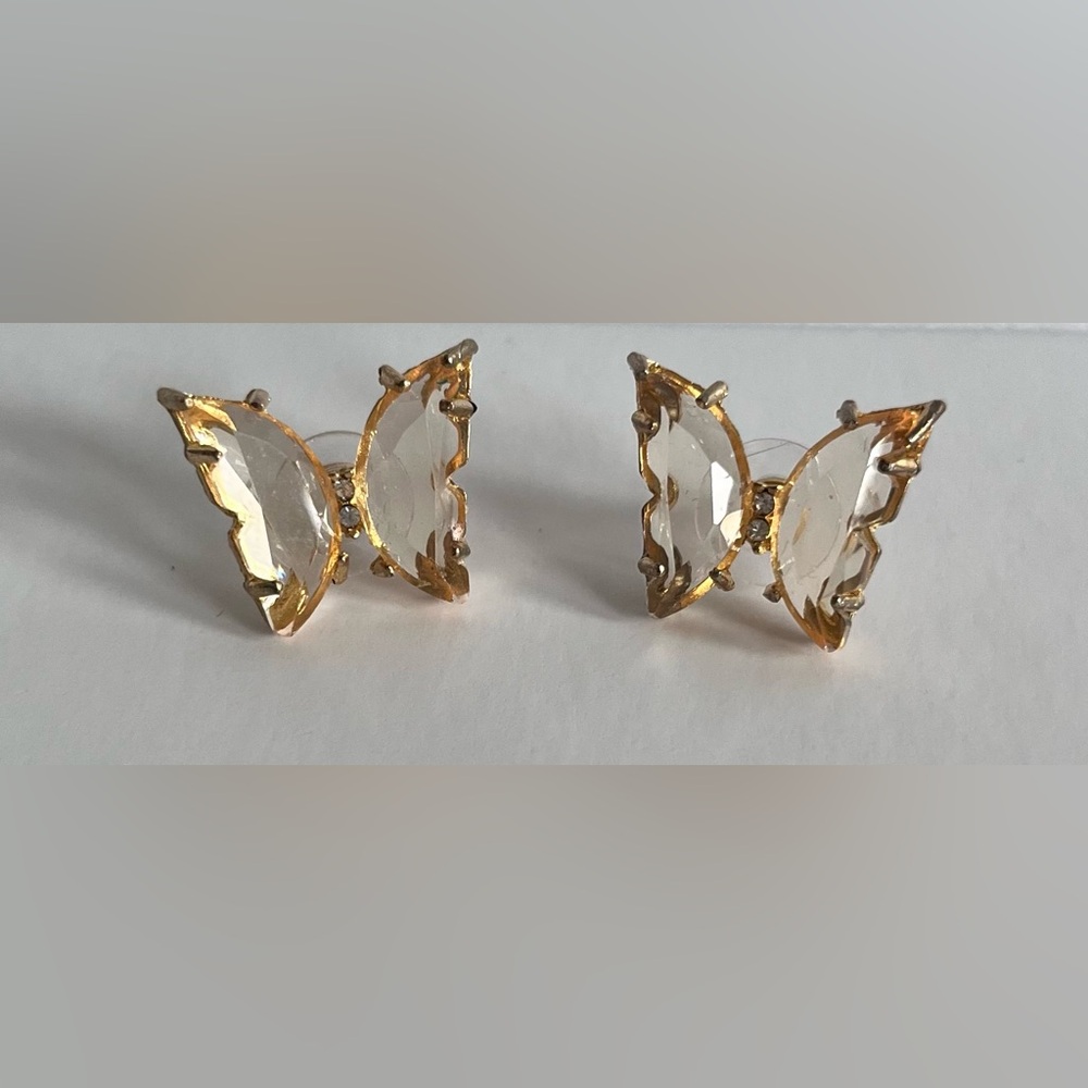Clear Butterfly Stud Earrings